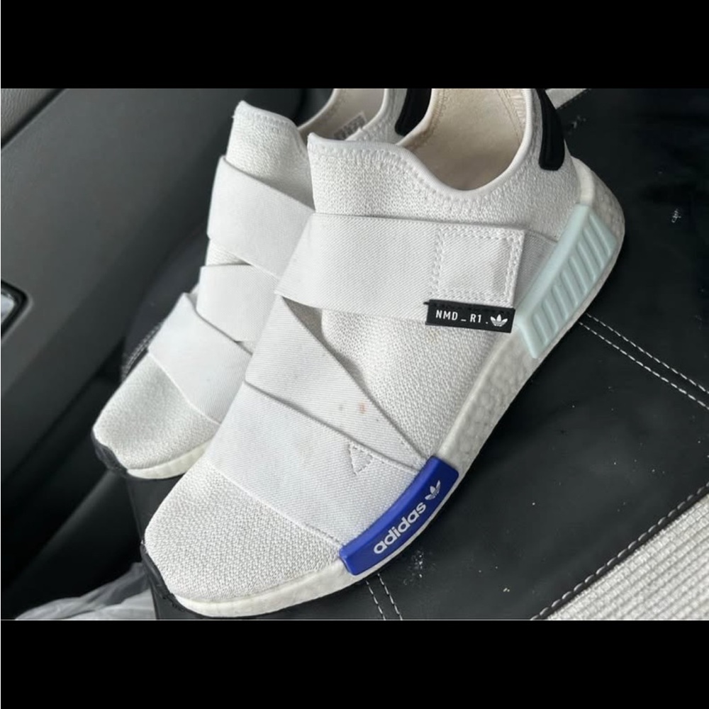 Adidas NMD_R1 White and Blue Sneakers